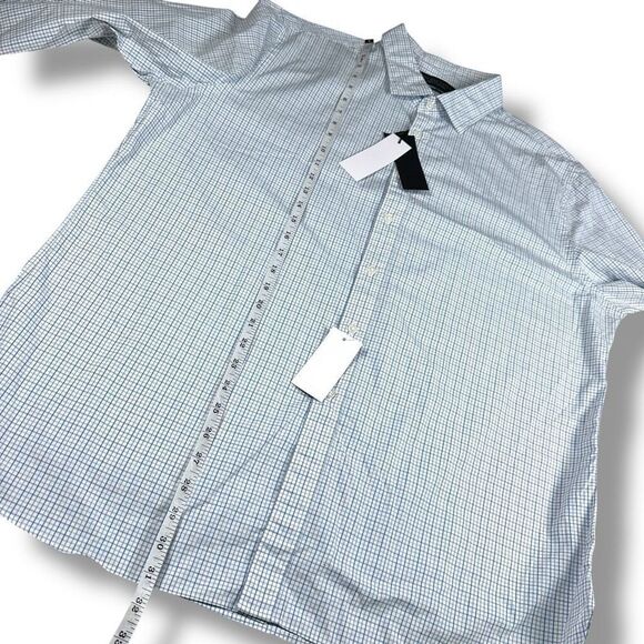 NWT Bloomingdales Button Down Shirt Mens Size XXL 2XL 2X Slim Fit Stretch Blue - Picture 8 of 9